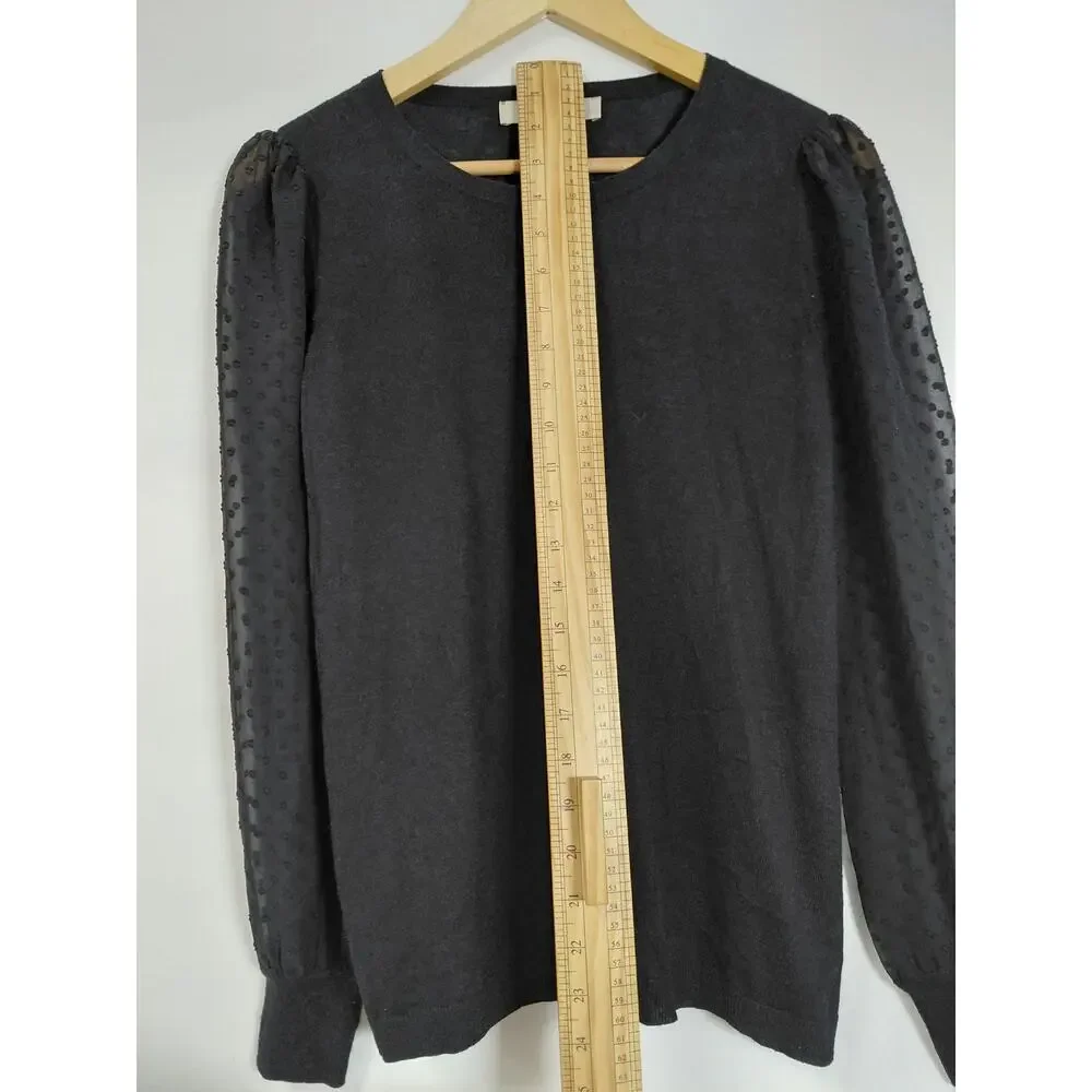 Loft Wool Blend Black Long Sleeve Top Women Size S